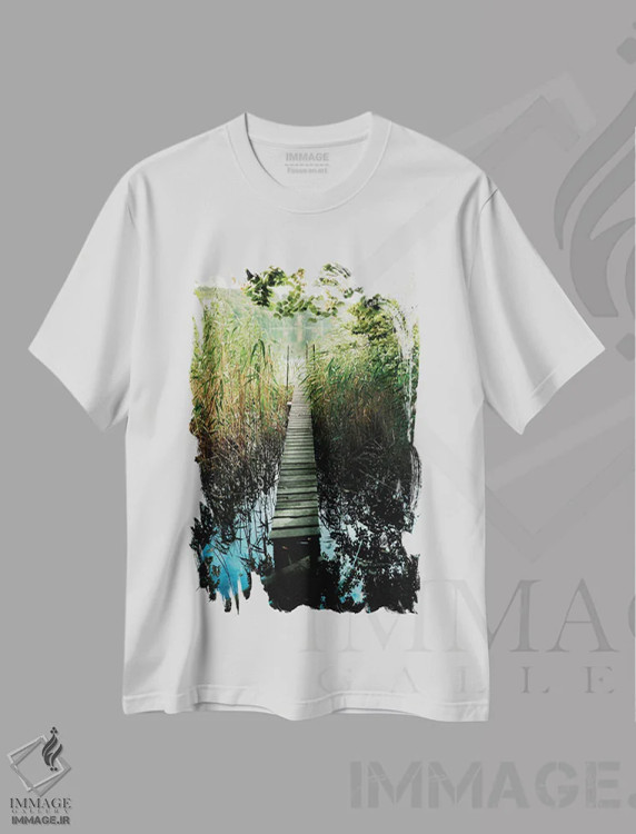تیشرت سفید طرح دار نمای رویایی دریاچه، تزئینی اثر سباستین هیلگتاگ | immage.ir