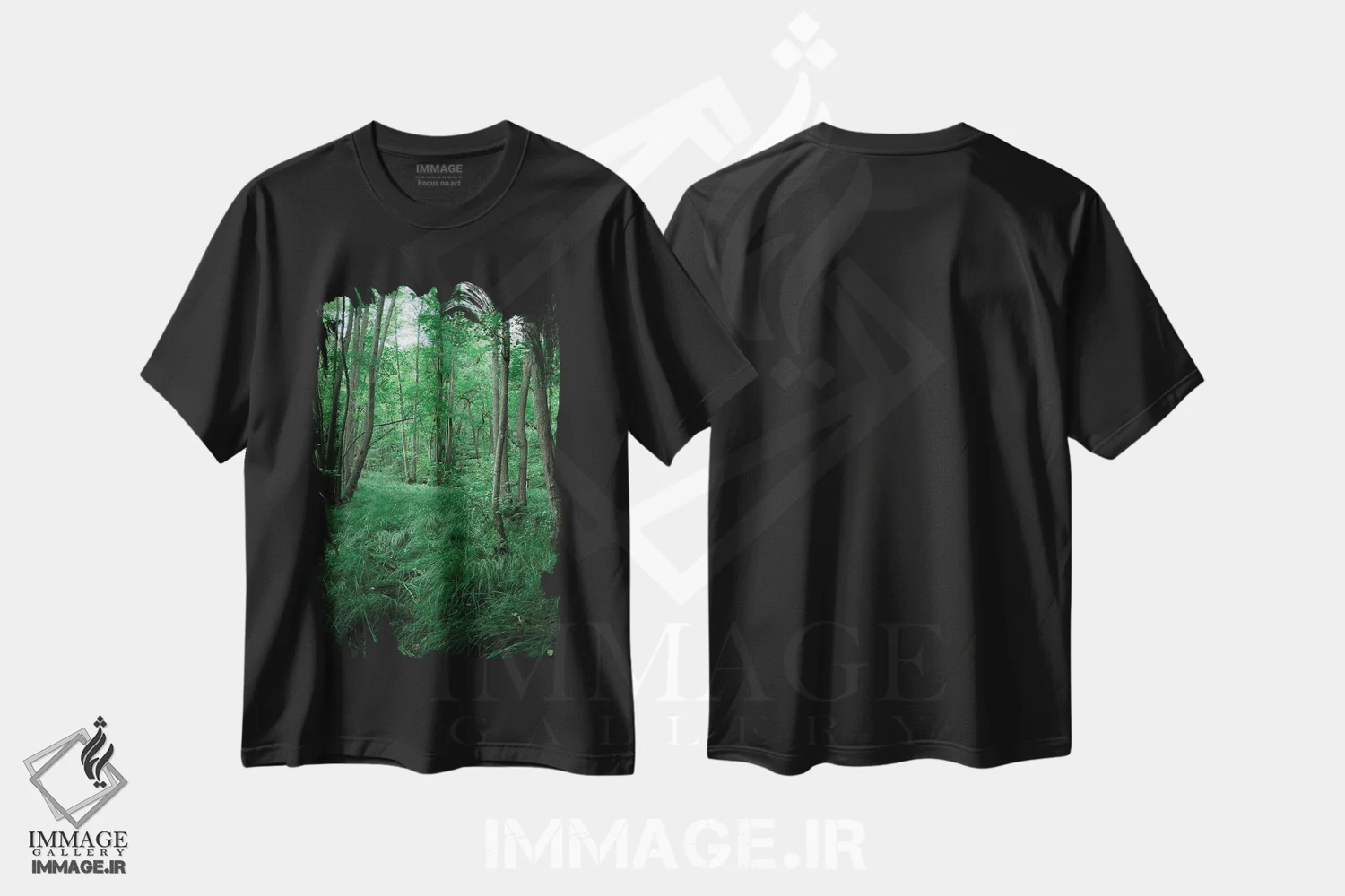 تیشرت مشکی طرح دار طبیعت سبز، تزئینی اثر سباستین هیلگتاگ | immage.ir
