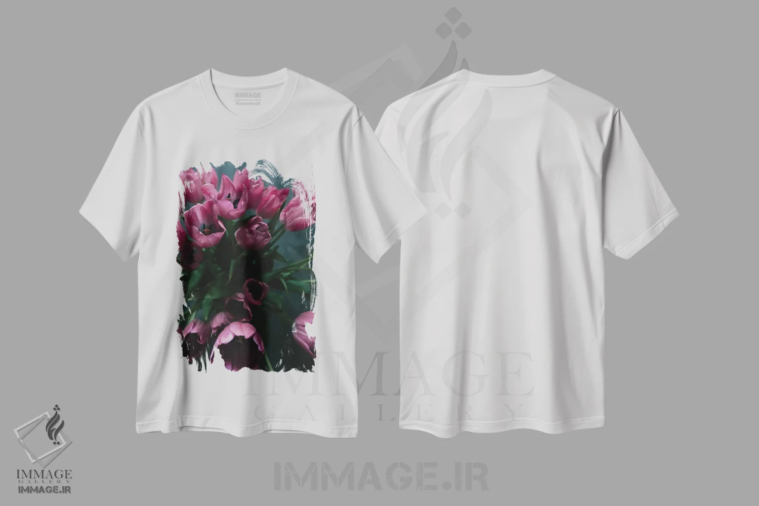 تیشرت سفید طرح دار دسته گل تزئینی ۱، دکور معاصر اثر سباستین هیلگتاگ | فروشگاه ایماژ