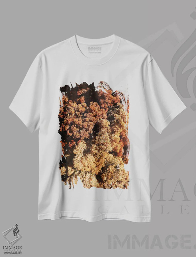 تیشرت سفید طرح دار بافت های انتزاعی گیاهان، تزئینی اثر سباستین هیلگتاگ | فروشگاه ایماژ