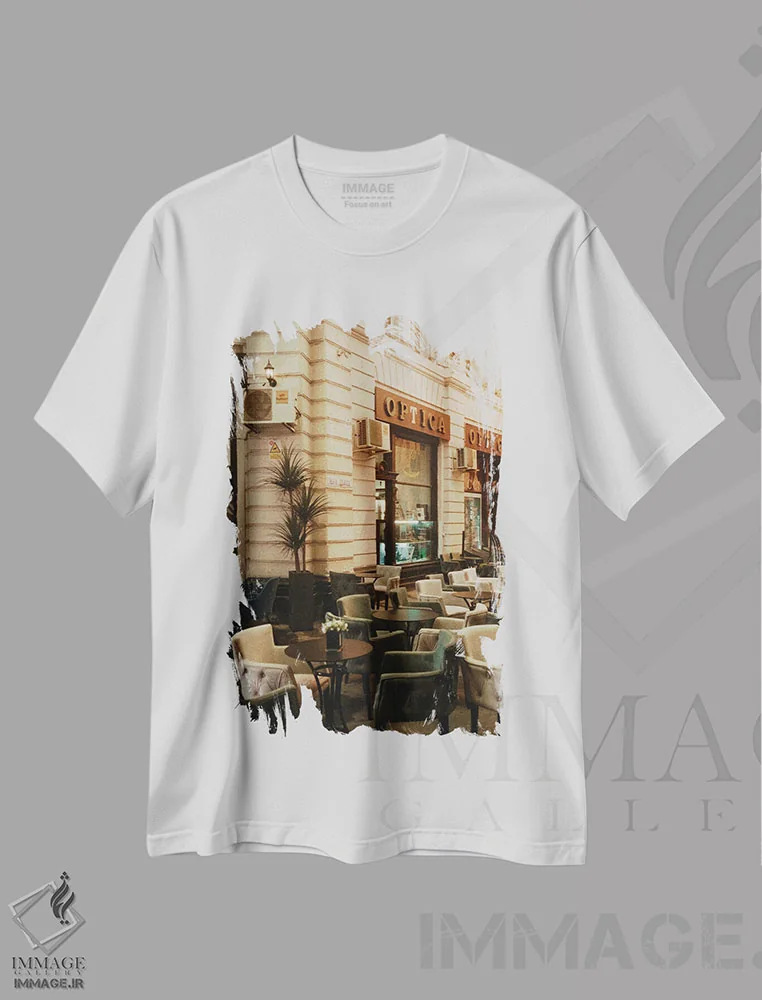 تیشرت سفید طرح دار مجموعه آنالوگ، تزئینی اثر سباستین هیلگتاگ | فروشگاه ایماژ