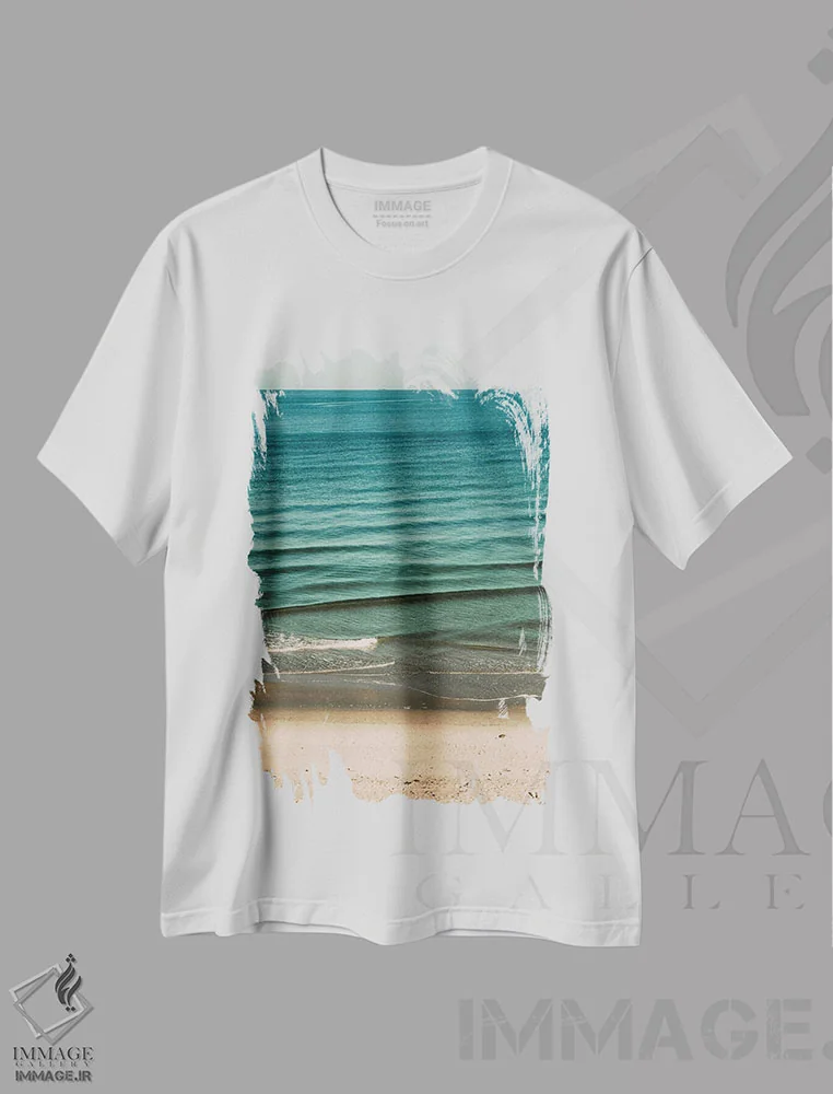 تیشرت سفید طرح دار لایه های موج ها، تزئینی اثر سباستین هیلگتاگ | immage.ir