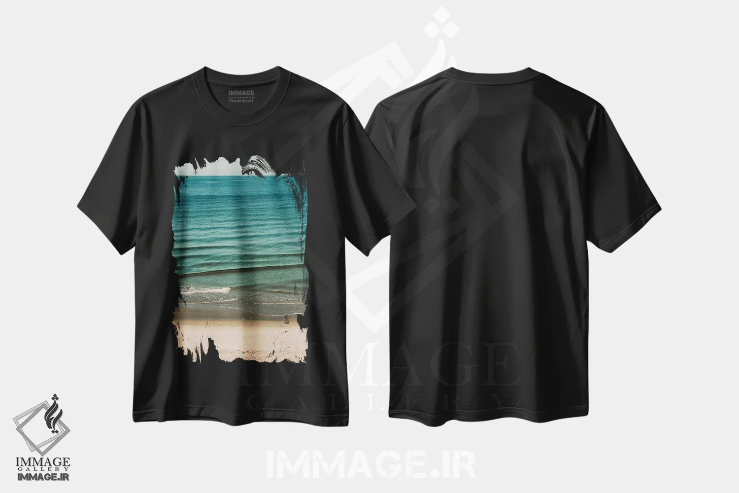 تیشرت مشکی طرح دار لایه های موج ها، تزئینی اثر سباستین هیلگتاگ | فروشگاه ایماژ