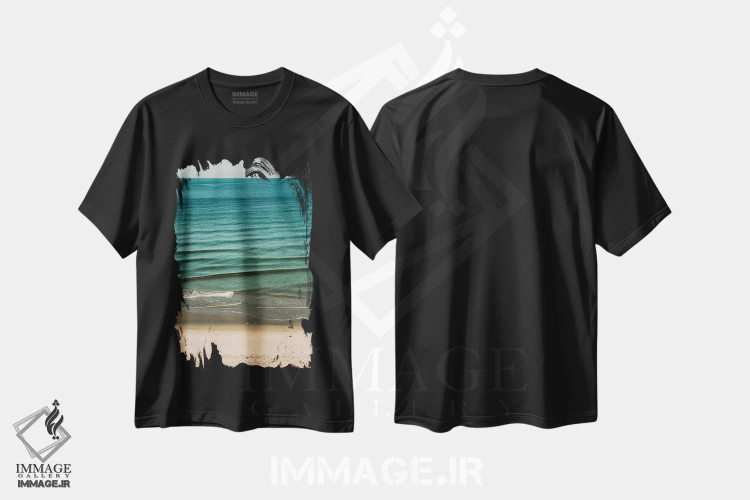 تیشرت مشکی طرح دار لایه های موج ها، تزئینی اثر سباستین هیلگتاگ | فروشگاه ایماژ