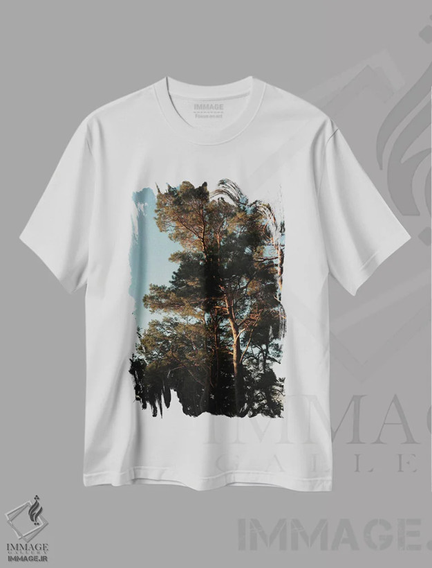 تیشرت سفید طرح دار نورها و سایه ها، تزئینی اثر سباستین هیلگتاگ | فروشگاه ایماژ