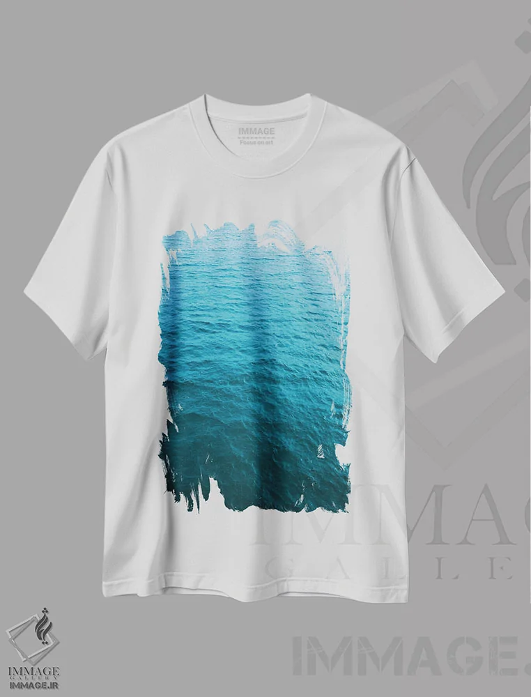 تیشرت سفید طرح دار آب بیشتر، تزئینی اثر سباستین هیلگتاگ | immage.ir