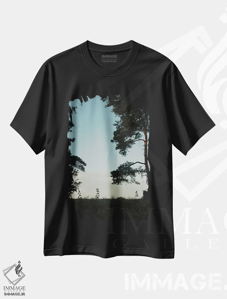 تیشرت مشکی طرح دار سیلوئتدرختان، تزئینی اثر سباستین هیلگتاگ | فروشگاه ایماژ