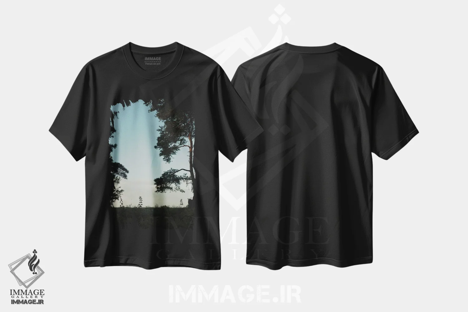 تیشرت مشکی طرح دار سیلوئتدرختان، تزئینی اثر سباستین هیلگتاگ | فروشگاه ایماژ