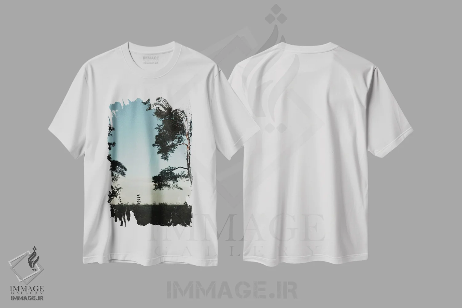 تیشرت سفید طرح دار سیلوئتدرختان، تزئینی اثر سباستین هیلگتاگ | immage.ir