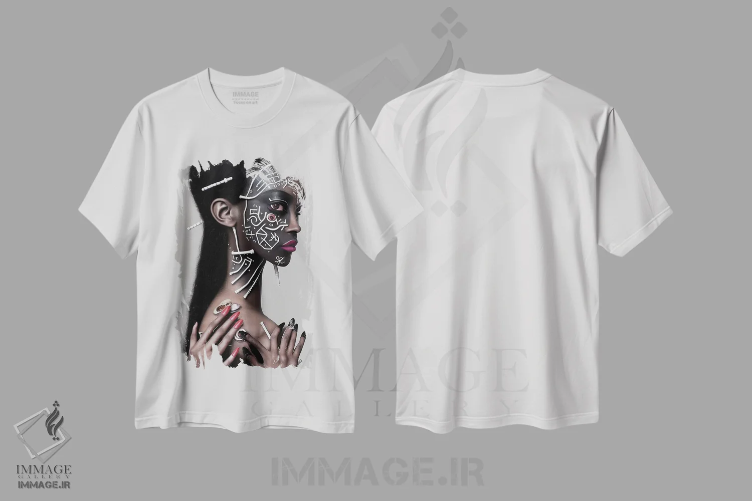 تیشرت سفید طرح دار فراانسان گرایی چندعشقی ۱، هنر آمریکایی آفریقایی تبار اثر هیوگو والنتاین | فروشگاه ایماژ