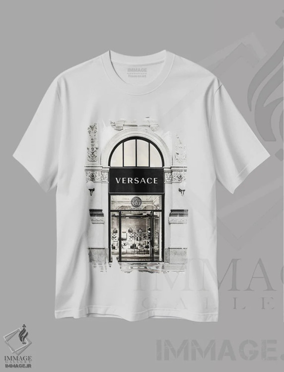 تیشرت سفید طرح دار طاق مد، مدیوم اثر هدر گری | فروشگاه ایماژ