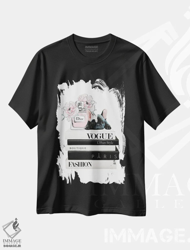 تیشرت مشکی طرح دار عشق توله سگی، هنر دیجیتال اثر هدر گری | فروشگاه ایماژ