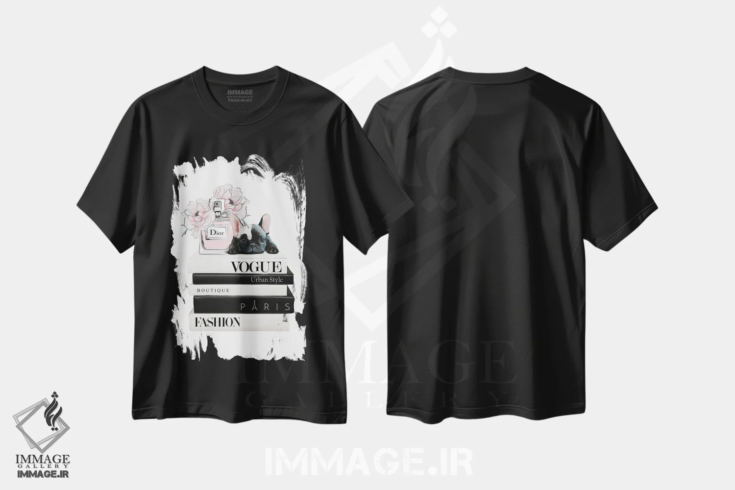 تیشرت مشکی طرح دار عشق توله سگی، هنر دیجیتال اثر هدر گری | فروشگاه ایماژ