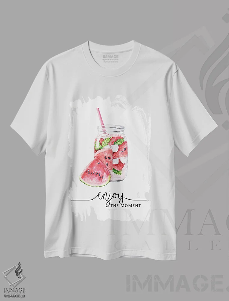 تیشرت سفید طرح دار تابستان هندوانه ای، هنر دیجیتال اثر هدر گری | فروشگاه ایماژ