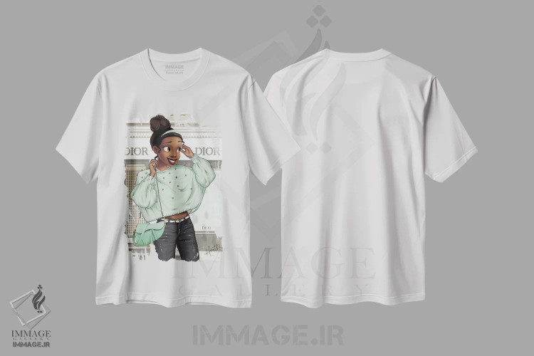 تیشرت سفید طرح دار پرنسس تیانا لوس، هنر آمریکایی آفریقایی تبار اثر هدر گری | فروشگاه ایماژ