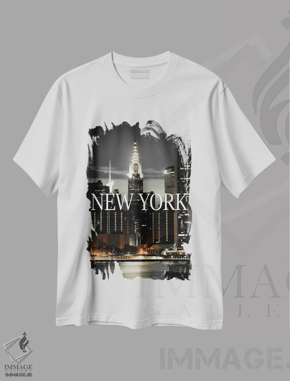 تیشرت سفید طرح دار نیویورک، هنر دیجیتال اثر هدر گری | فروشگاه ایماژ