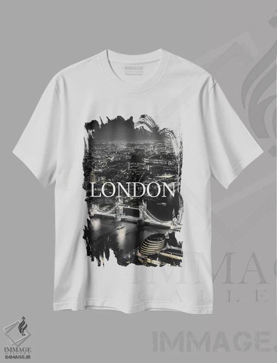 تیشرت سفید طرح دار لندن، هنر دیجیتال اثر هدر گری | immage.ir