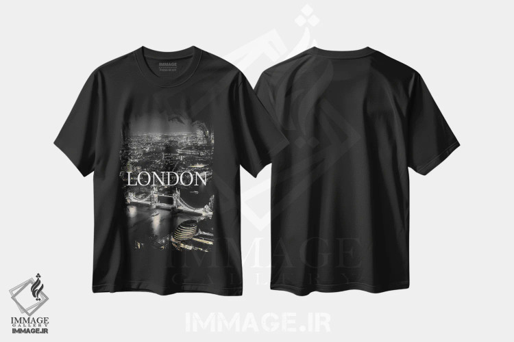 تیشرت مشکی طرح دار لندن، هنر دیجیتال اثر هدر گری | فروشگاه ایماژ