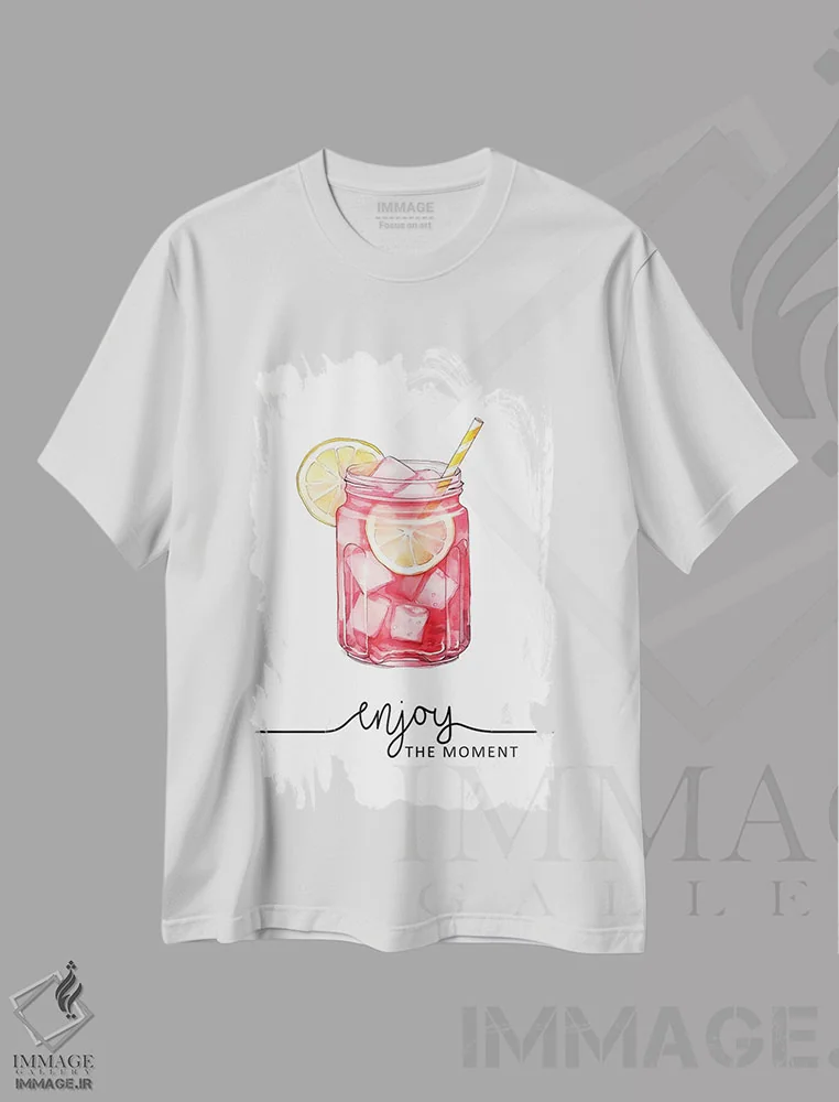 تیشرت سفید طرح دار از لحظهٔ صورتی لذت ببر، هنر دیجیتال اثر هدر گری | immage.ir