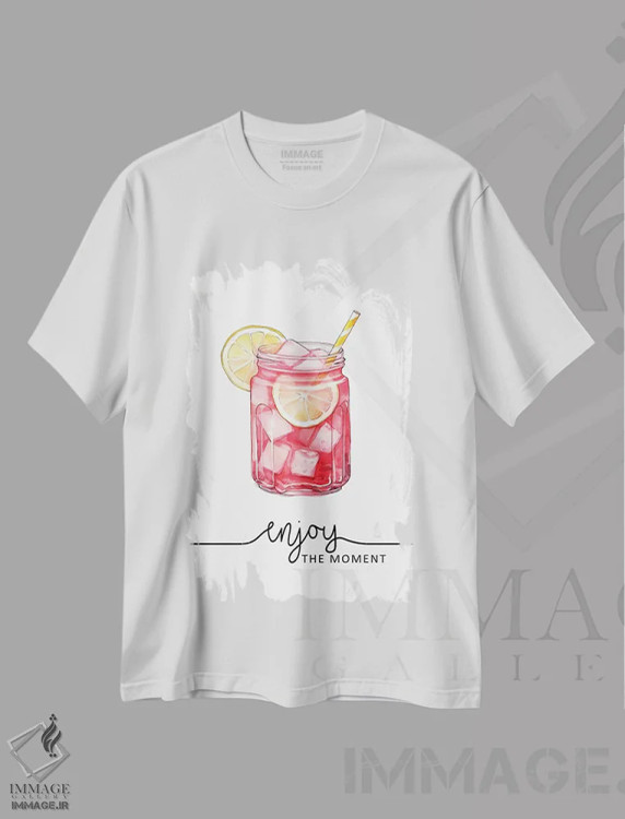 تیشرت سفید طرح دار از لحظهٔ صورتی لذت ببر، هنر دیجیتال اثر هدر گری | immage.ir
