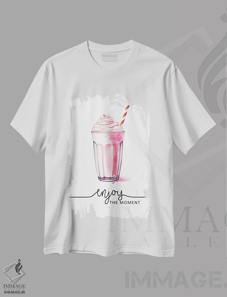 تیشرت سفید طرح دار از لحظهٔ شیرین لذت ببر، هنر دیجیتال اثر هدر گری | فروشگاه ایماژ