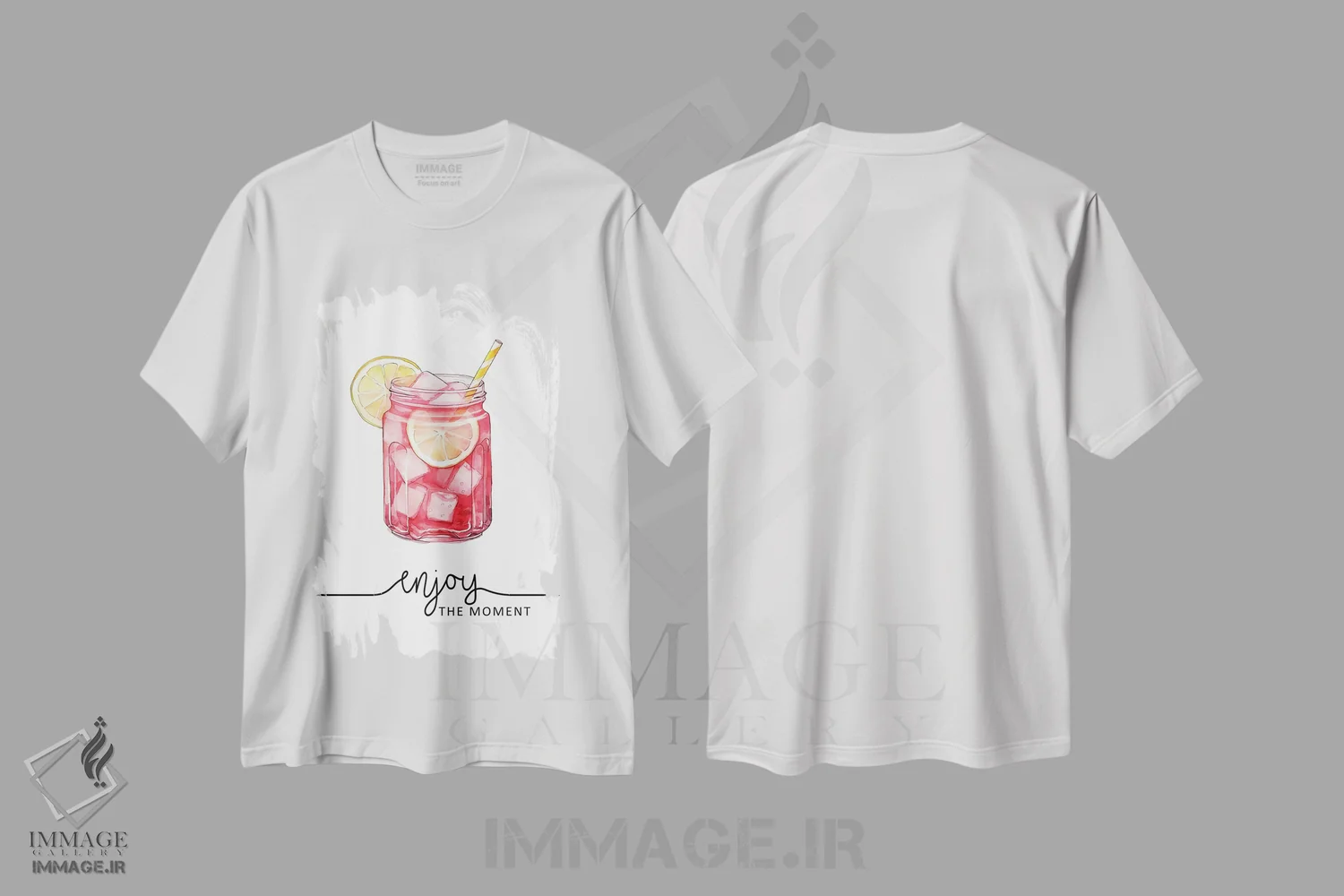 تیشرت سفید طرح دار از لحظهٔ صورتی لذت ببر، هنر دیجیتال اثر هدر گری | immage.ir