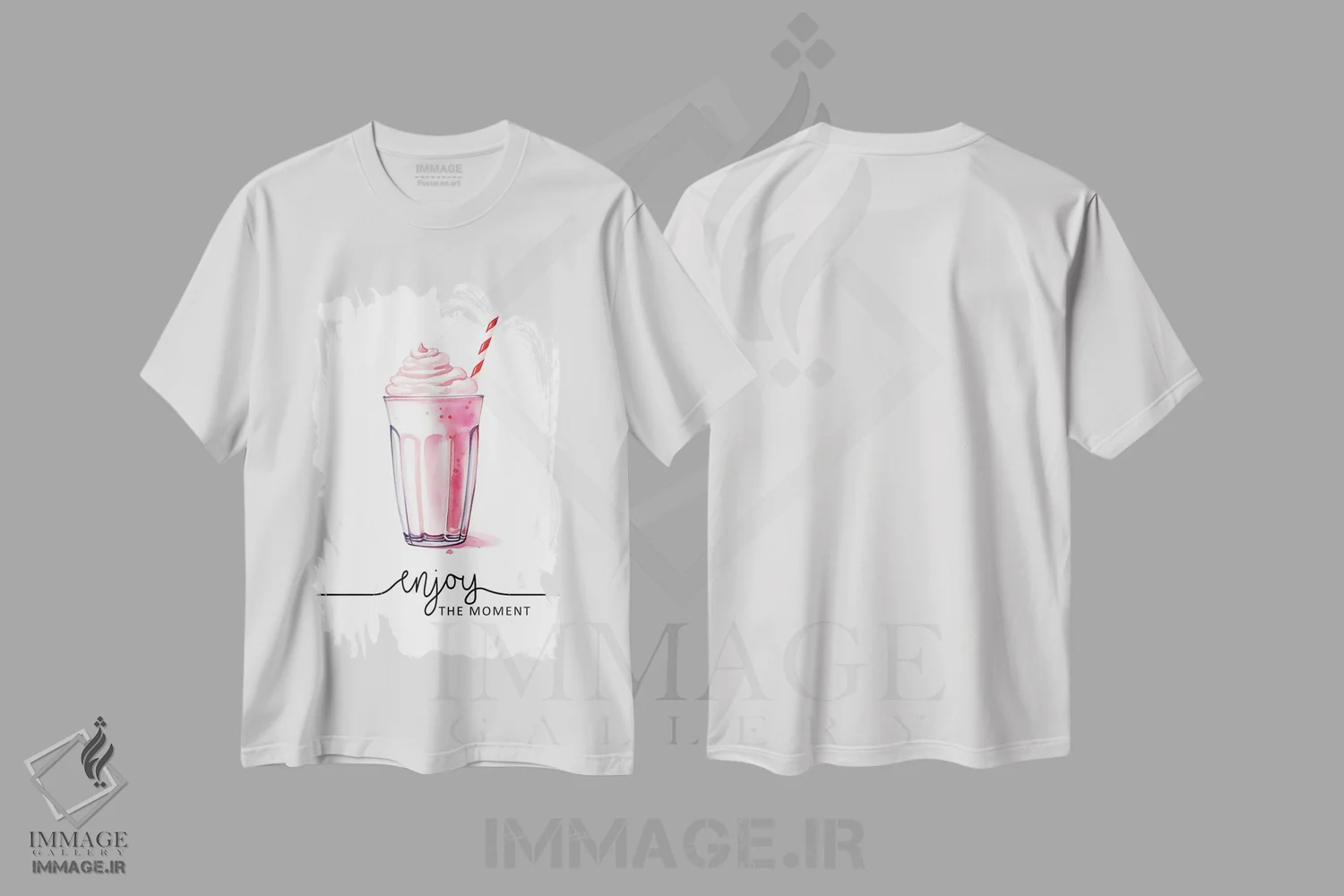 تیشرت سفید طرح دار از لحظهٔ شیرین لذت ببر، هنر دیجیتال اثر هدر گری | فروشگاه ایماژ