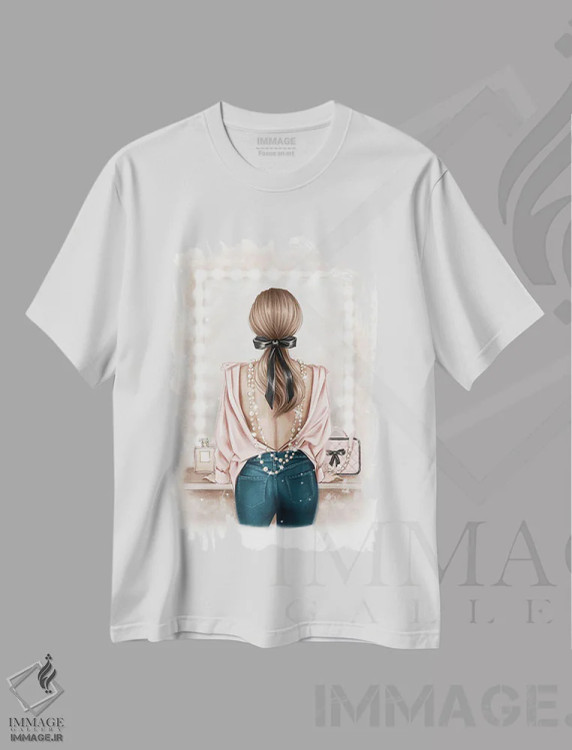 تیشرت سفید طرح دار انعکاس، هنر دیجیتال اثر هدر گری | فروشگاه ایماژ