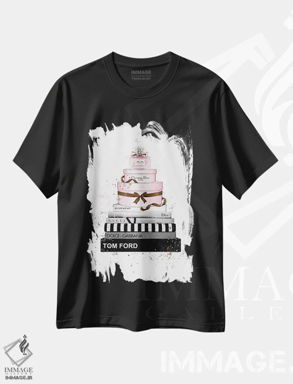 تیشرت مشکی طرح دار کتاب ها، جعبه و عطر، هنر دیجیتال اثر هدر گری | immage.ir