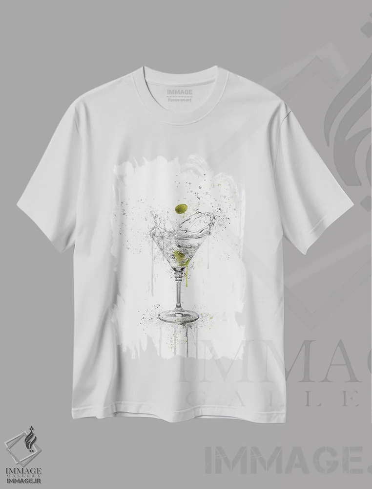 تیشرت سفید طرح دار نوشیدنی، هنر دیجیتال اثر هدر گری | فروشگاه ایماژ