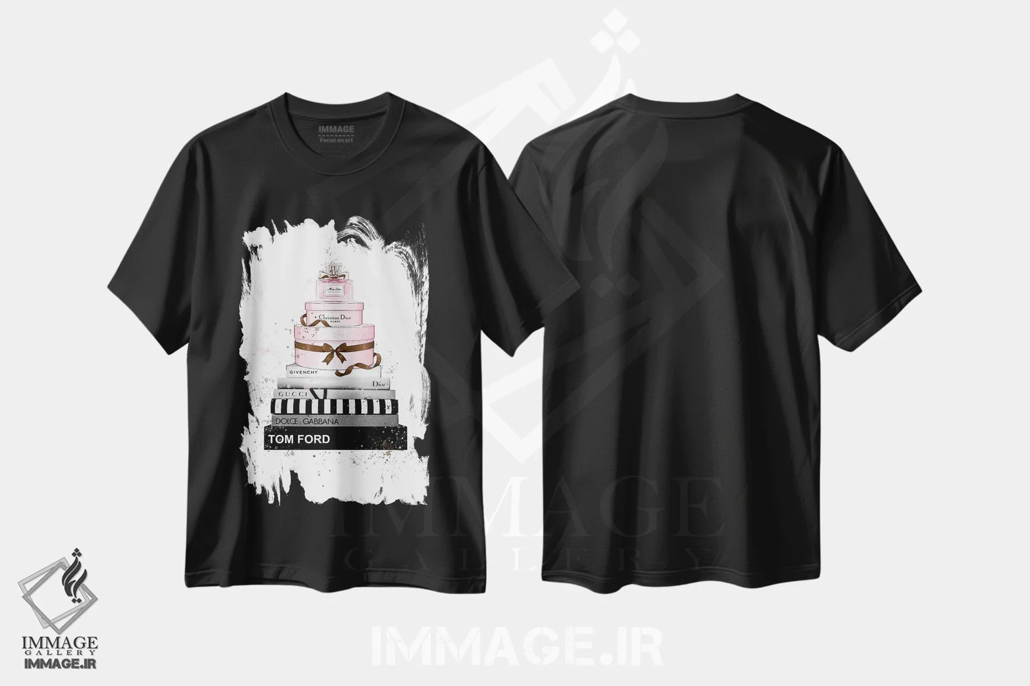 تیشرت مشکی طرح دار کتاب ها، جعبه و عطر، هنر دیجیتال اثر هدر گری | immage.ir