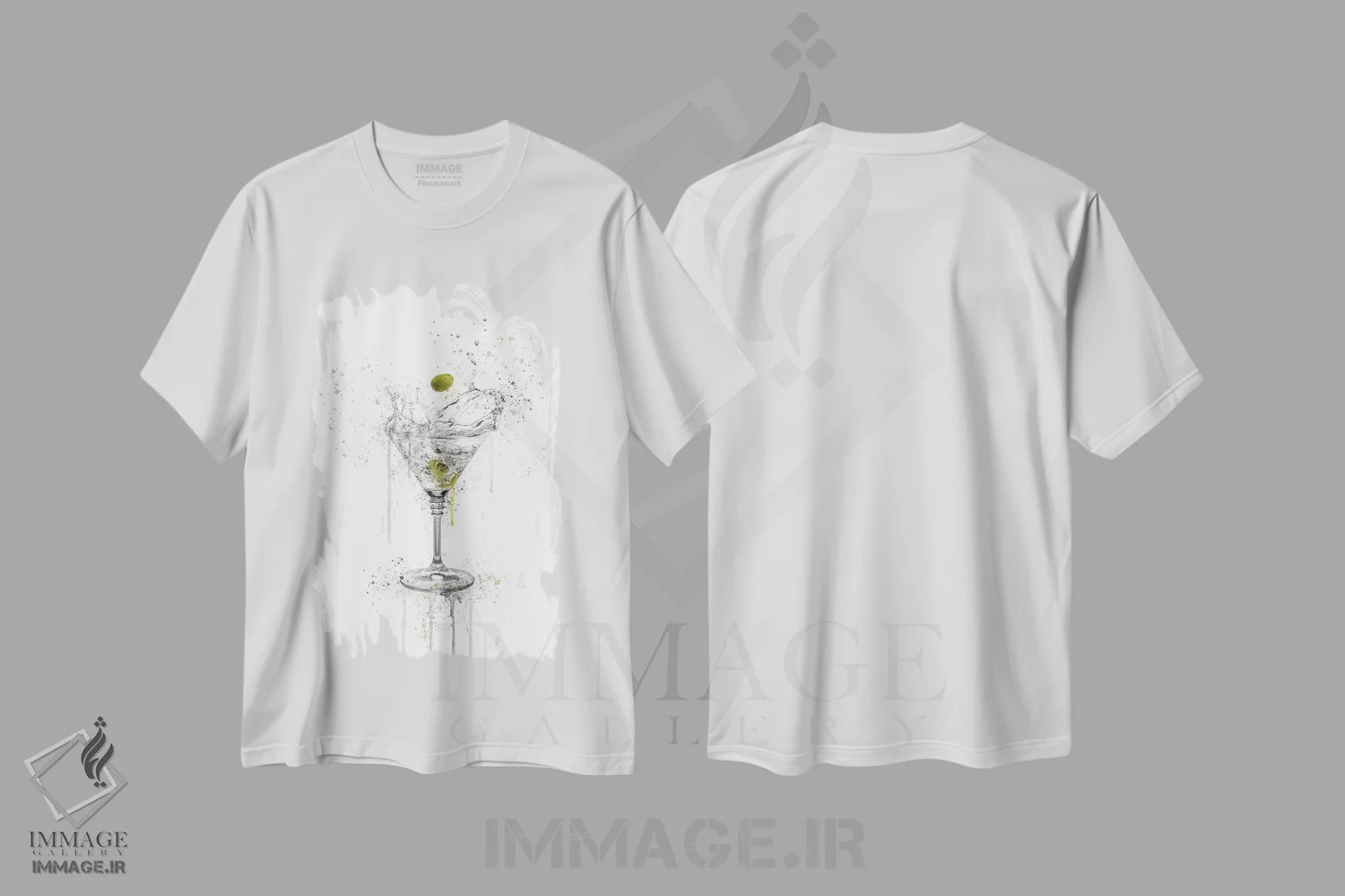 تیشرت سفید طرح دار نوشیدنی، هنر دیجیتال اثر هدر گری | فروشگاه ایماژ