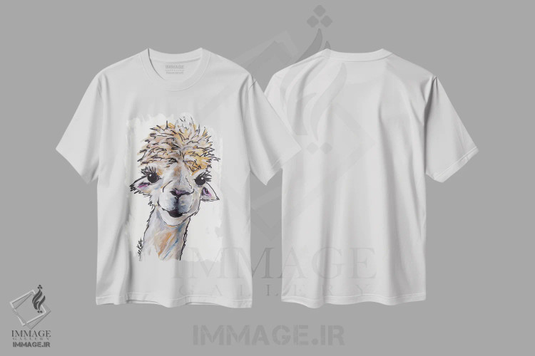 تیشرت سفید طرح دار انجل آلپاکا، مدیوم اثر هیپی هاوند استودیوز | فروشگاه ایماژ