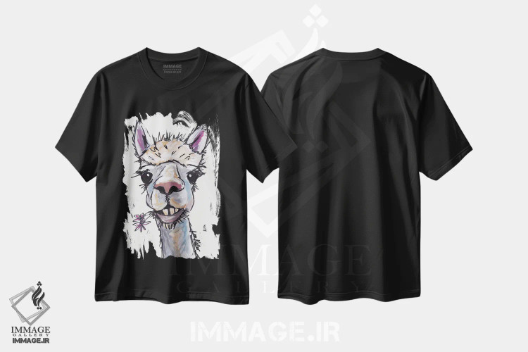 تیشرت مشکی طرح دار دیزل آلپاکا، هنر فاخر معاصر اثر هیپی هاوند استودیوز | فروشگاه ایماژ