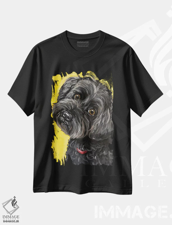 تیشرت مشکی طرح دار میلی یورکی پو، هنر فاخر معاصر اثر هیپی هاوند استودیوز | immage.ir