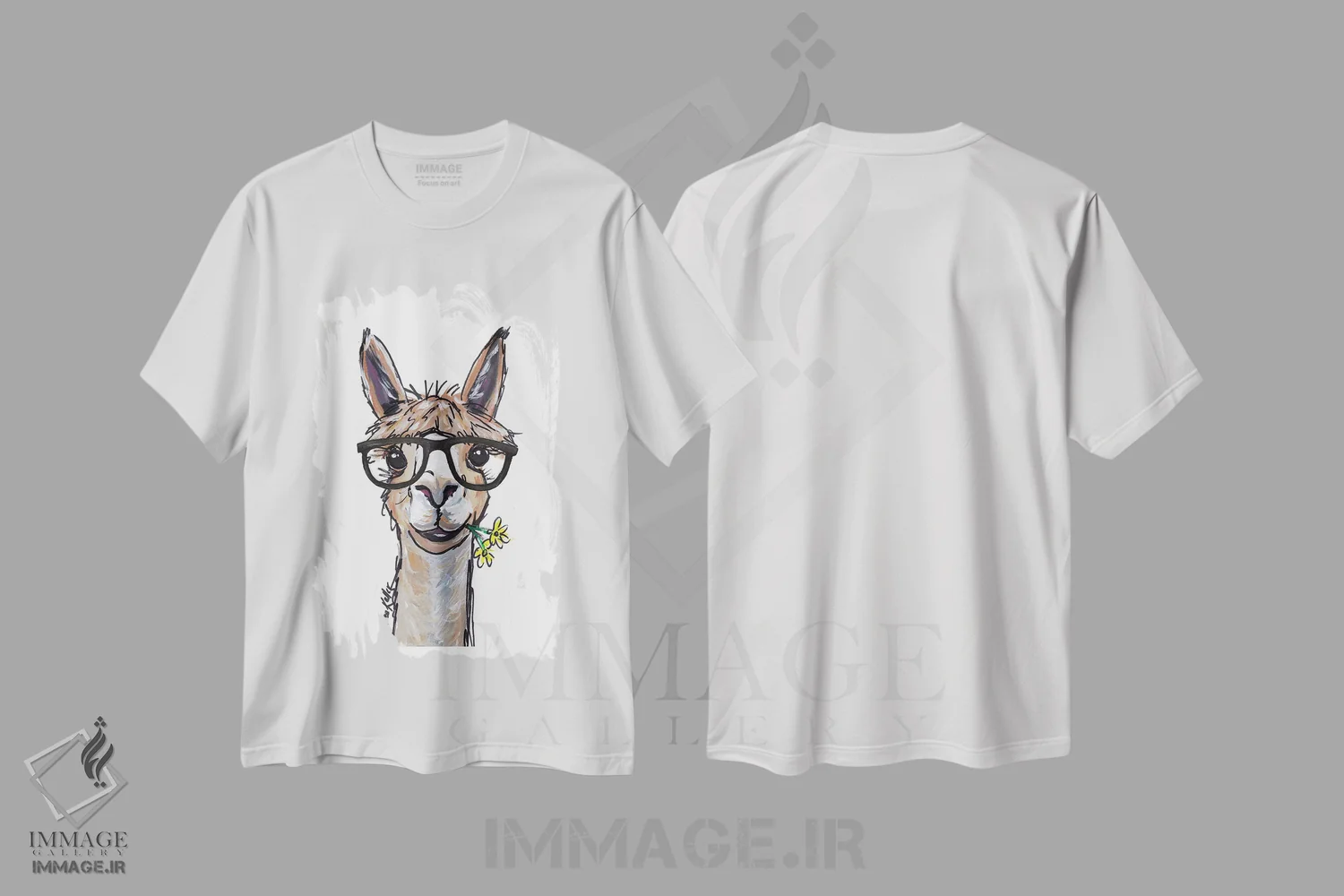 تیشرت سفید طرح دار آلپاکا، مدیوم اثر هیپی هاوند استودیوز | immage.ir