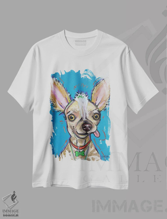 تیشرت سفید طرح دار چاینیز کرستد، مدیوم اثر هیپی هاوند استودیوز | فروشگاه ایماژ