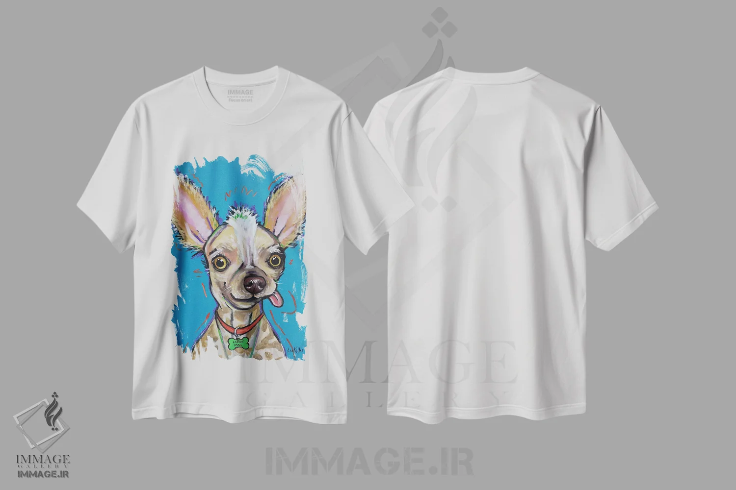 تیشرت سفید طرح دار چاینیز کرستد، مدیوم اثر هیپی هاوند استودیوز | فروشگاه ایماژ