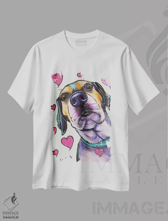 تیشرت سفید طرح دار واکر هاوند اثر هیپی هاوند استودیوز | فروشگاه ایماژ