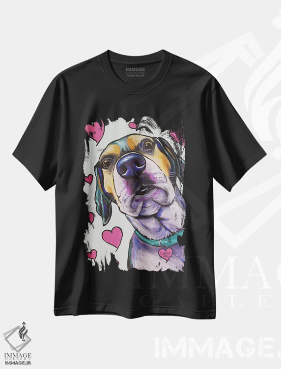 تیشرت مشکی طرح دار واکر هاوند اثر هیپی هاوند استودیوز | immage.ir