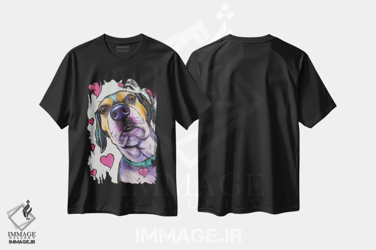 تیشرت مشکی طرح دار واکر هاوند اثر هیپی هاوند استودیوز | immage.ir