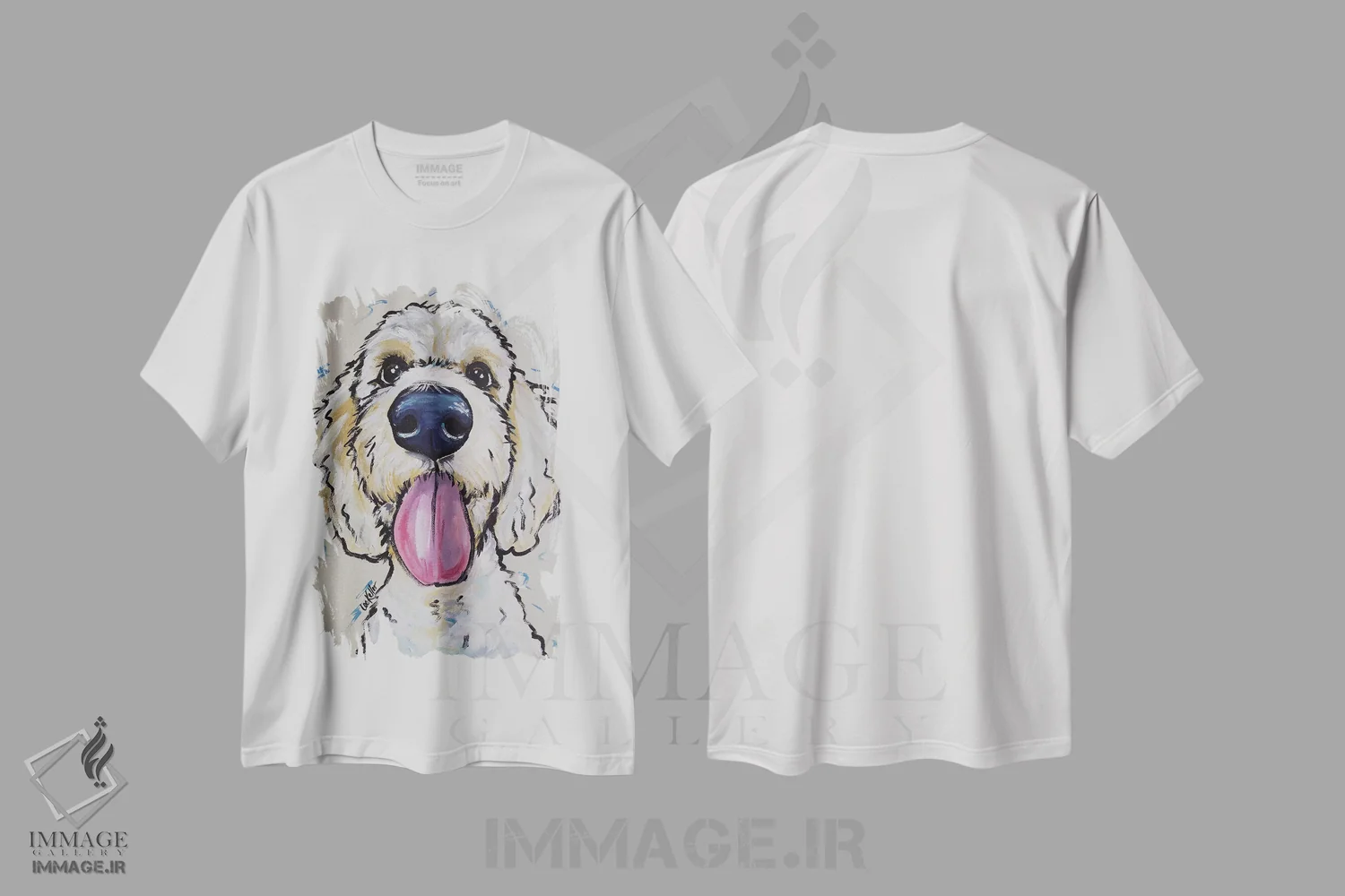 تیشرت سفید طرح دار گلدندودل، مدیوم اثر هیپی هاوند استودیوز | immage.ir