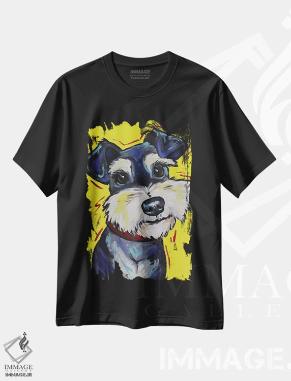 تیشرت مشکی طرح دار اشناوزر روی زرد، مدیوم اثر هیپی هاوند استودیوز | فروشگاه ایماژ
