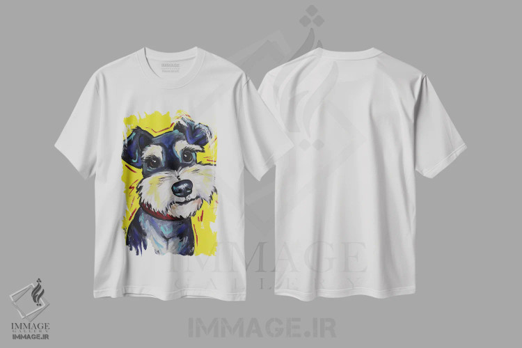 تیشرت سفید طرح دار اشناوزر روی زرد، مدیوم اثر هیپی هاوند استودیوز | immage.ir