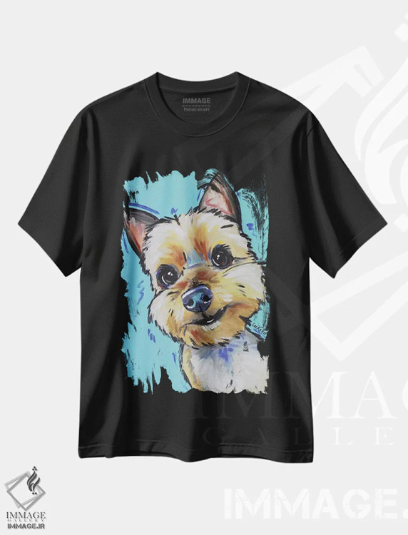 تیشرت مشکی طرح دار یورکی، مدیوم اثر هیپی هاوند استودیوز | immage.ir