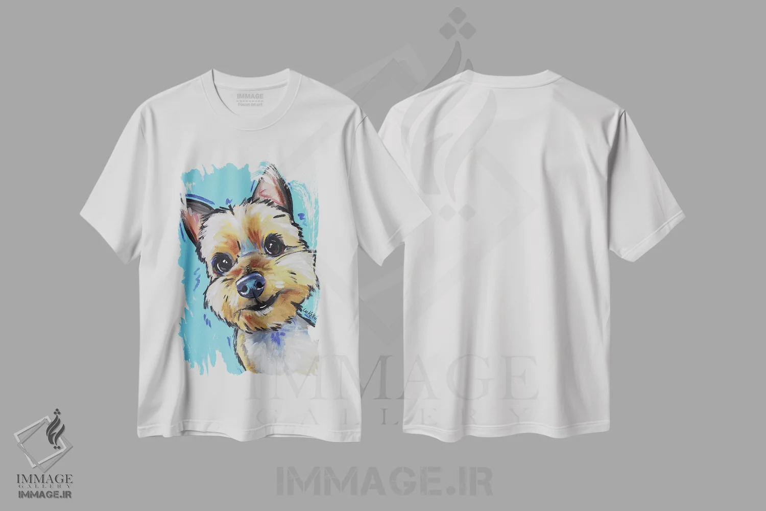 تیشرت سفید طرح دار یورکی، مدیوم اثر هیپی هاوند استودیوز | فروشگاه ایماژ