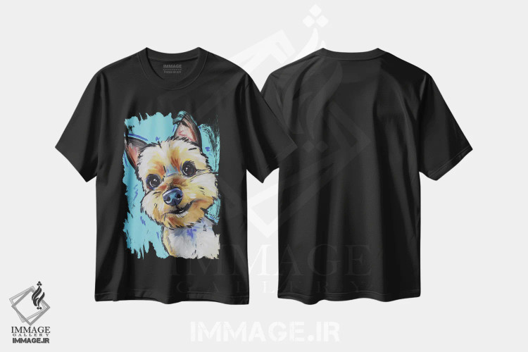 تیشرت مشکی طرح دار یورکی، مدیوم اثر هیپی هاوند استودیوز | immage.ir