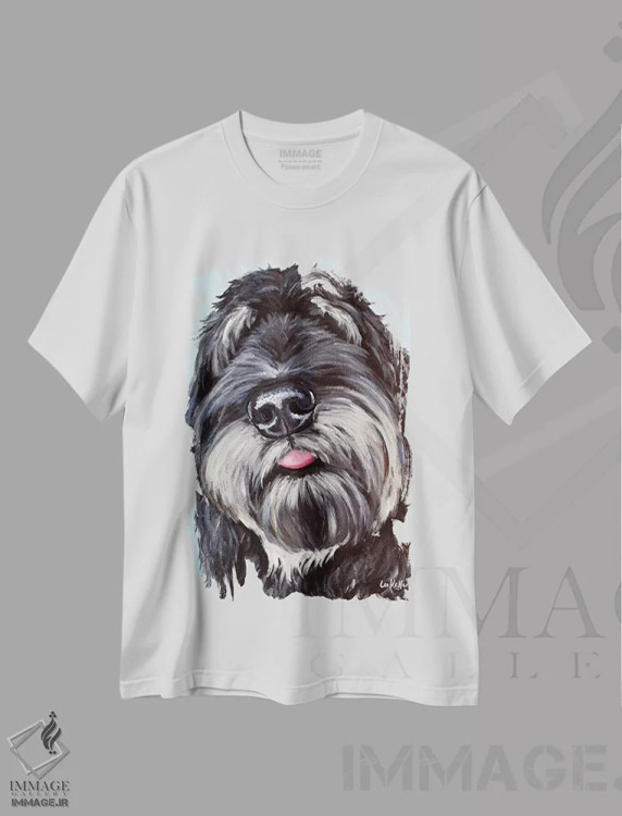 تیشرت سفید طرح دار لابرادودل، مدیوم اثر هیپی هاوند استودیوز | فروشگاه ایماژ