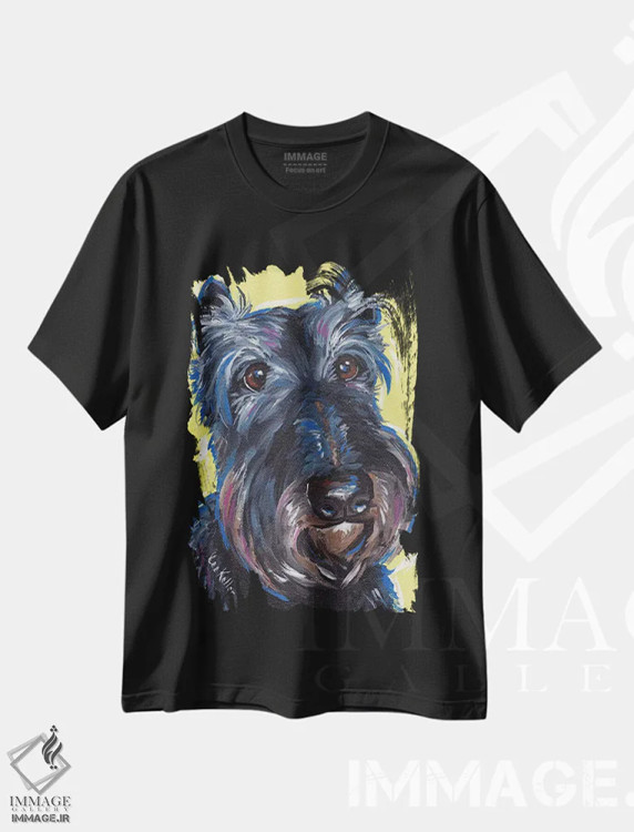 تیشرت مشکی طرح دار شنایزر پر احساس روی زرد، مدیوم اثر هیپی هاوند استودیوز | فروشگاه ایماژ