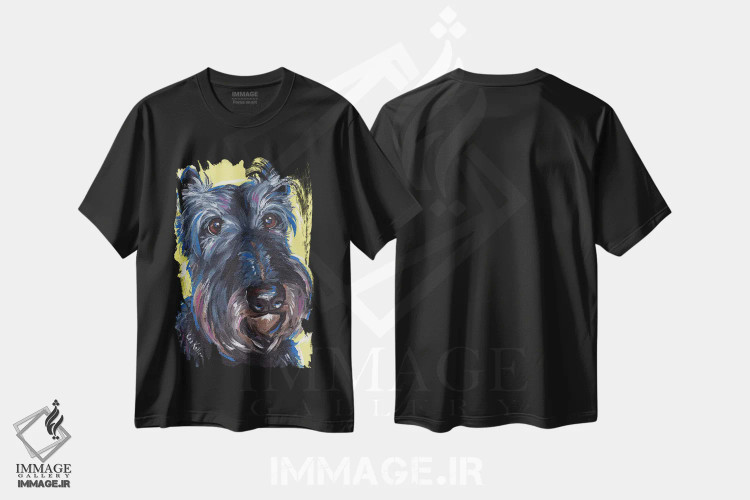 تیشرت مشکی طرح دار شنایزر پر احساس روی زرد، مدیوم اثر هیپی هاوند استودیوز | فروشگاه ایماژ